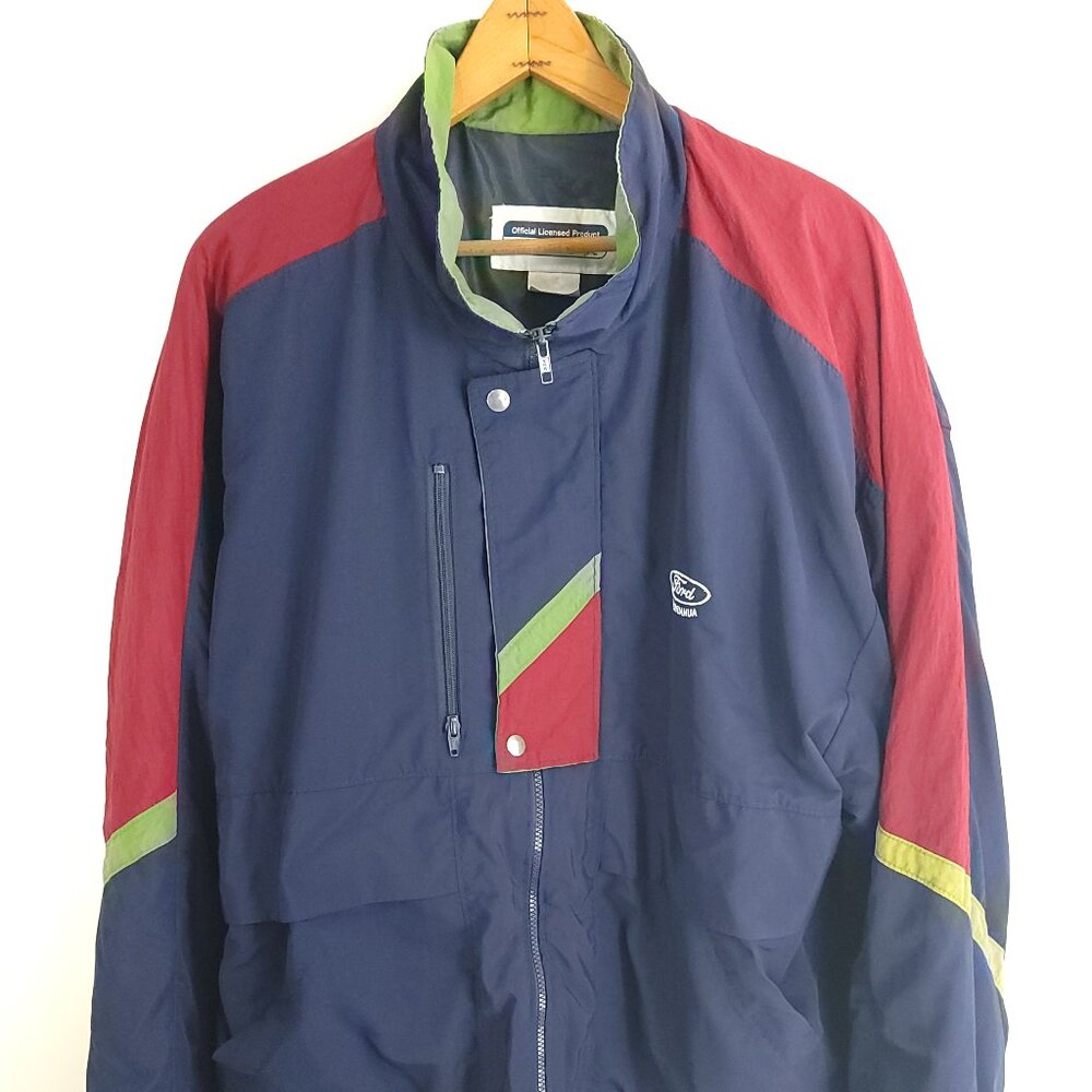 Ford Jacket Men's XL Navy Blue Red Long Sleeve Full Zip Embroidered Chihuahua